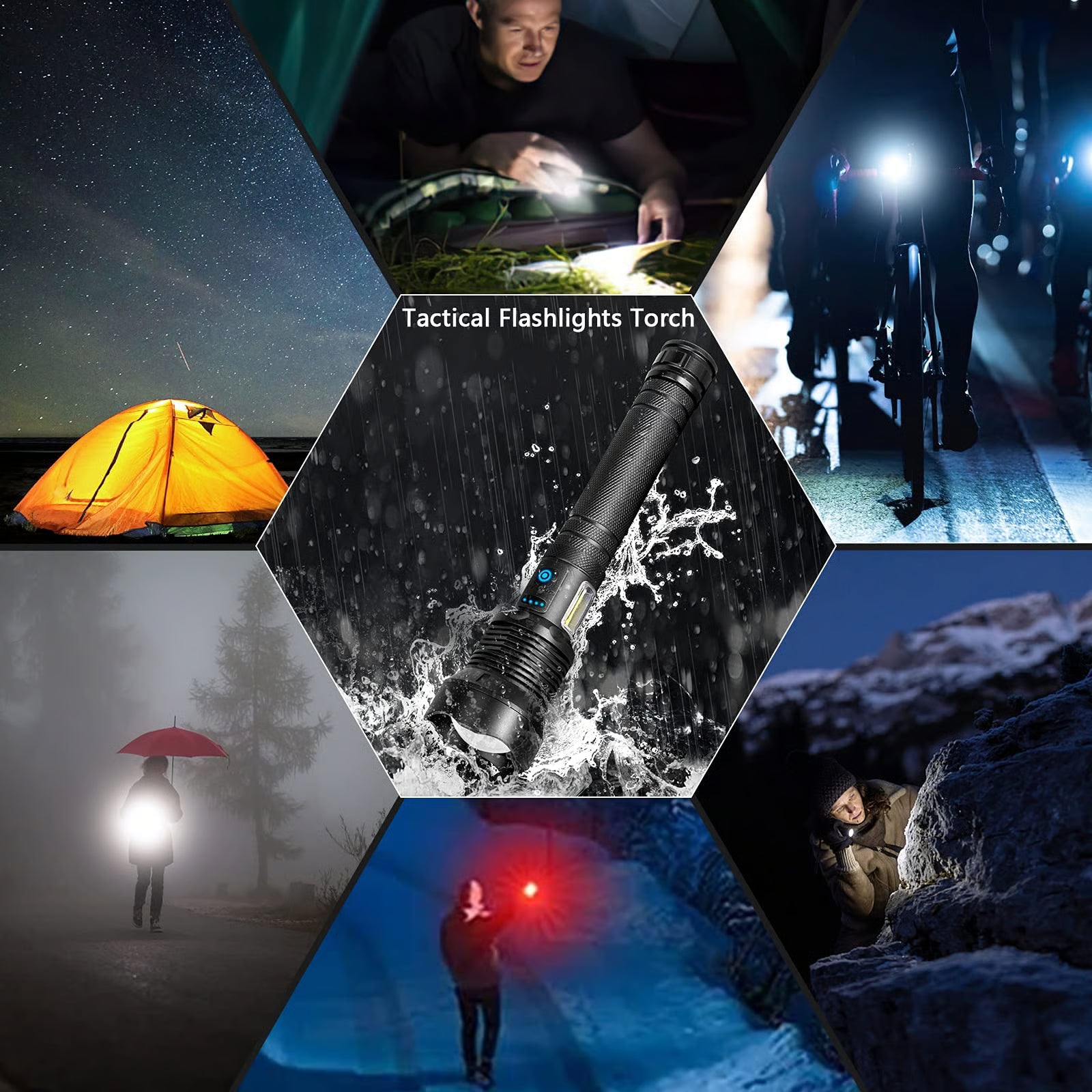 LED Rechargeable Tactical Laser Flashlight Super Bright