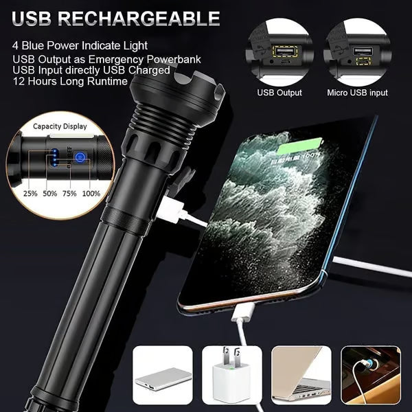 LED Rechargeable Tactical Laser Flashlight Super Bright