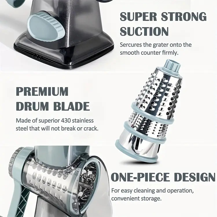 3 in 1 Rotary Cheese Grater Vegetable Slicer