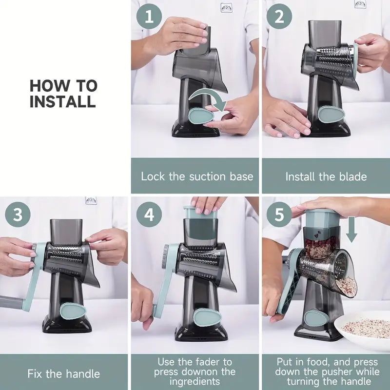3 in 1 Rotary Cheese Grater Vegetable Slicer