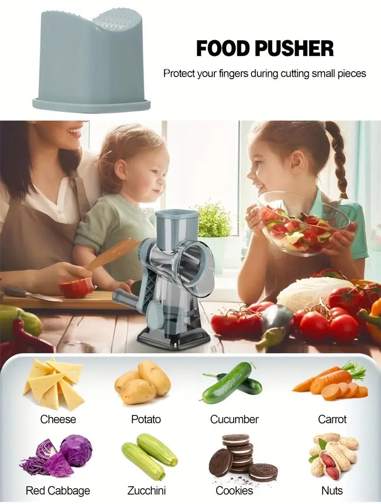 3 in 1 Rotary Cheese Grater Vegetable Slicer