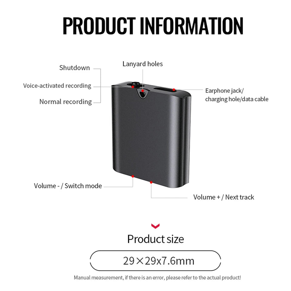 Secret Voice Recorder | Digital Audio Recording Dictaphone Device