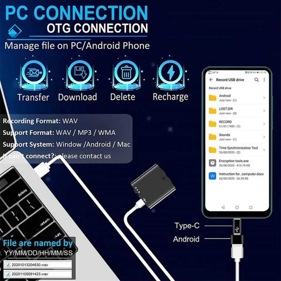 Secret Voice Recorder | Digital Audio Recording Dictaphone Device
